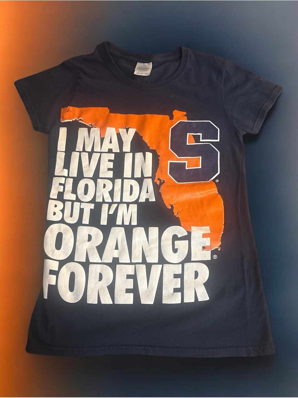 Women’s Navy Syracuse Tee with Graphic - Orange Forever SZ S